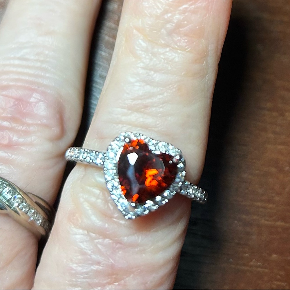 3/$25 Red Heart Cubic Zirconia Heart Shaped Ring - Picture 1 of 4